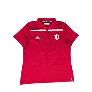 Adidas Indiana Hoosiers NCAA Polo‎ Shirt Large Red White Athleisure -snag
